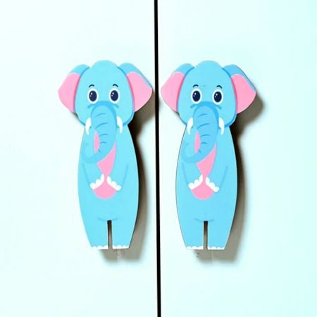 Handcrafted Acacia Wood Blue Elephant Handle Pair
